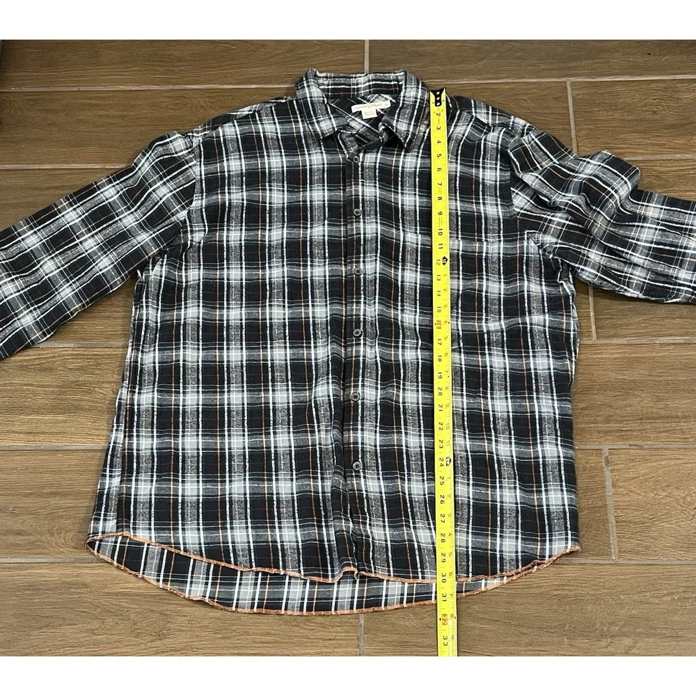 Carbon 2 Cobalt Men's Flannel Shirt Xtra Large Grey Blue Plaid Button Up Casual - Picture 4 of 6